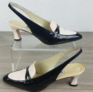 Bill Blass sling back patent leather pumps